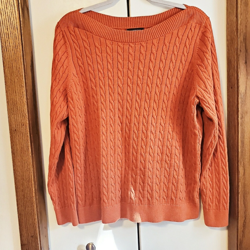 Lands End Cable knit boat neck sweater